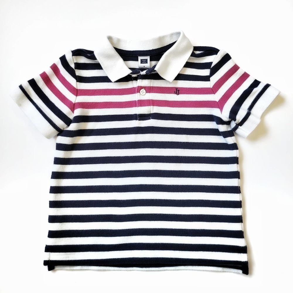 Janie & Jack 3T Pink Stripe Pique Polo Boys